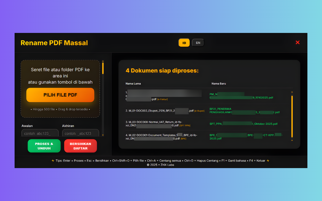 Fitur rename file PDF CoreTax Offline