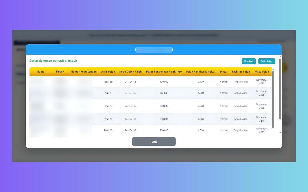 Popup kontrol setelah download selesai